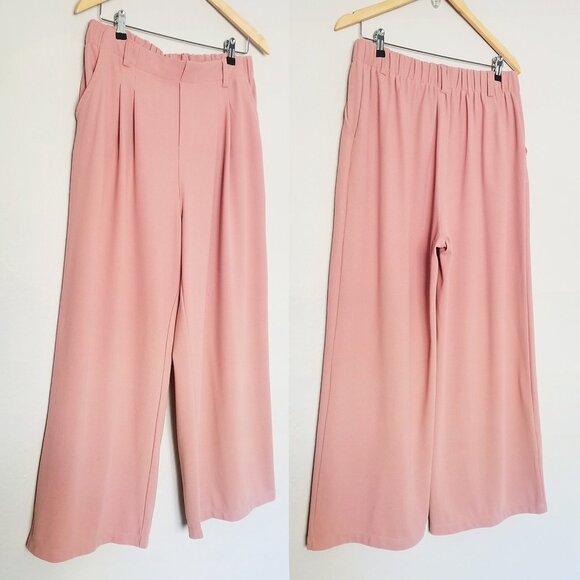 Halara Flex High Waisted Wide Leg Pocket Waffle Work Pants L Petite Rose Tan - Picture 6 of 15